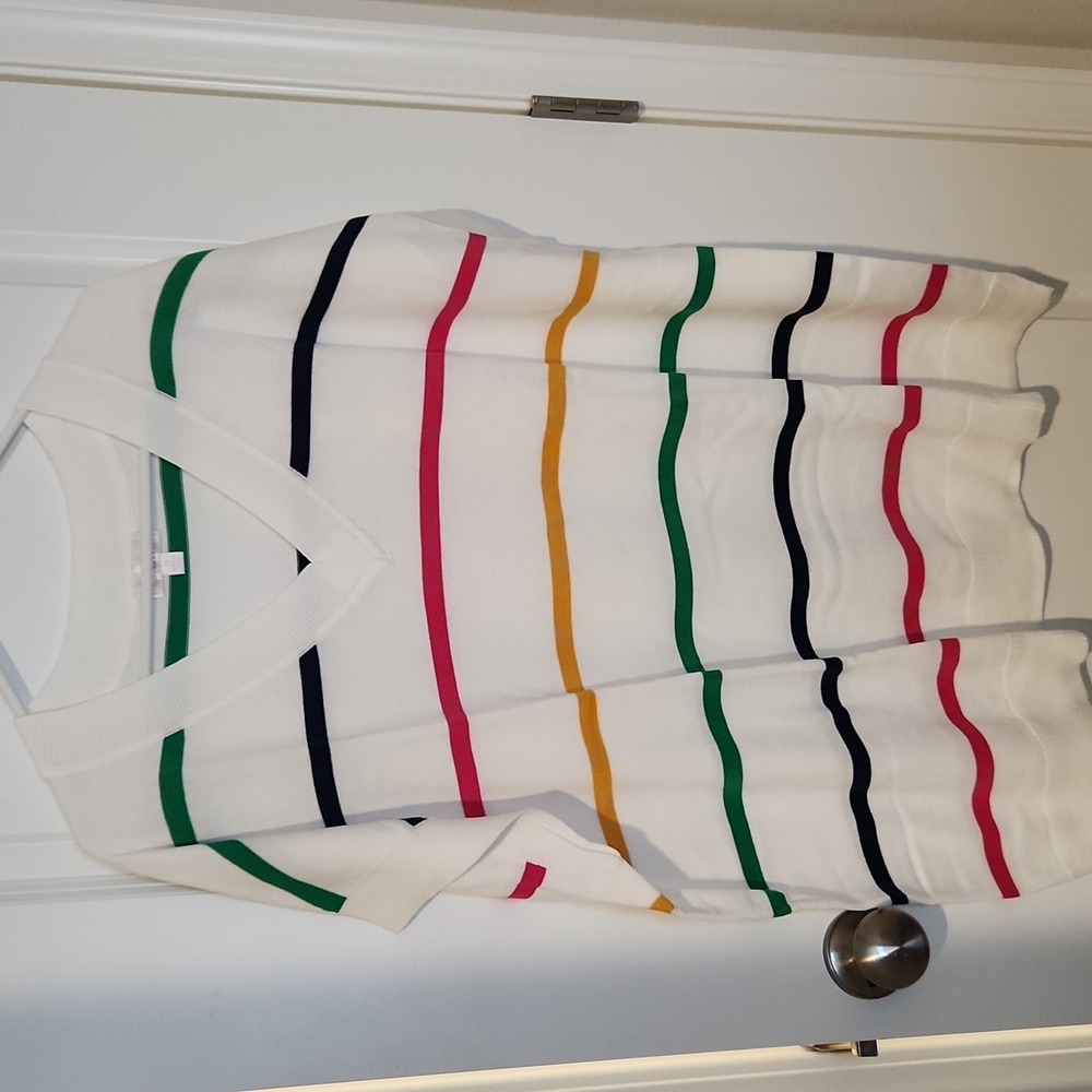 Belle by Kim Gravel White Sweater with Striped Accent!